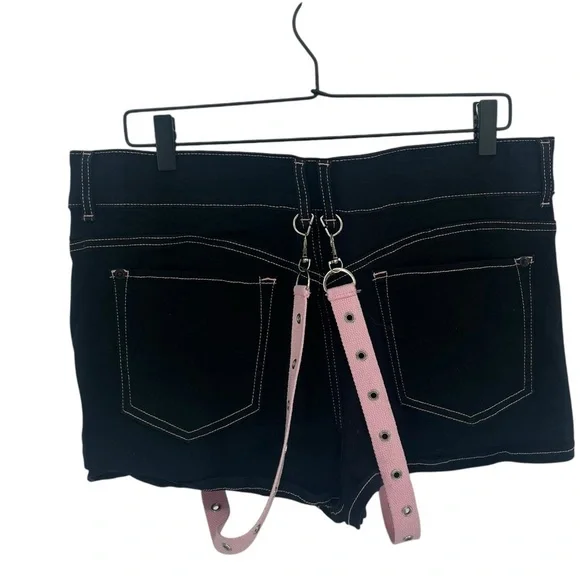 Hot Topic Black & Pink Suspender Shorts - Picture 7 of 8